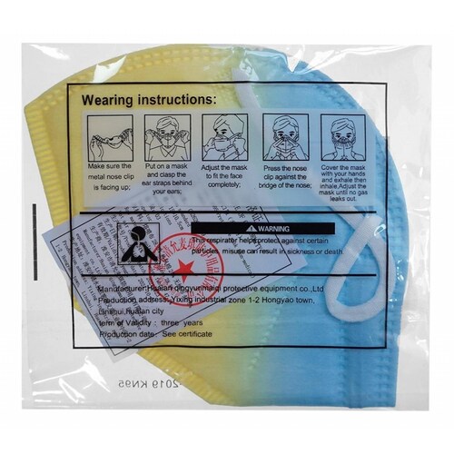 Kn95 Difuminados Cubrebocas Tomods 10pz Colores Varios Azul-amarillo.