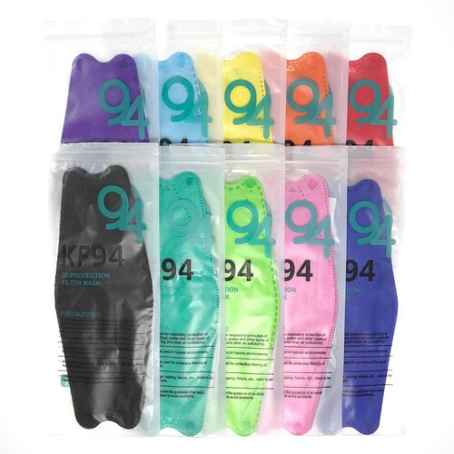 Cubrebocas Kf94 Mascarillas 3d Colores 10pzs Filtración 94% Colores Mixtos 2.