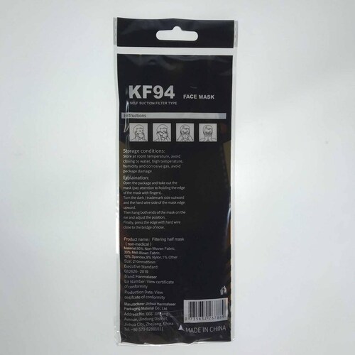 Cubrebocas Kf94 Mascarillas 4 Capas Hanmalaser 50pzs .