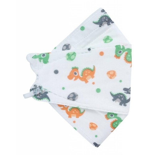 Cubrebocas Kf94 Infantil Mascarillas De Niño 10 Pzs Blanco Dinosaurios.