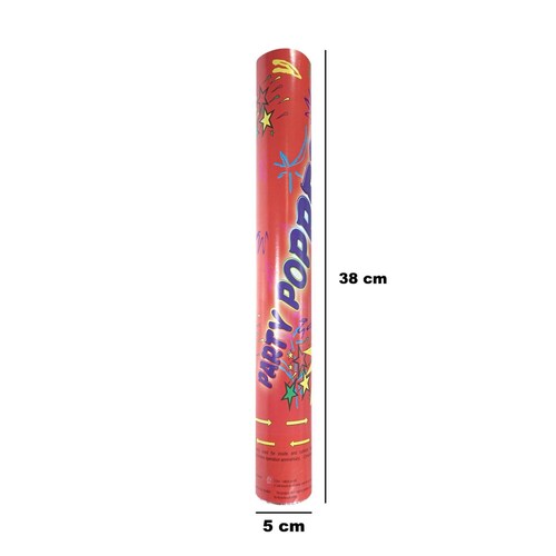 Bazuca Cañon Lanza Confeti de colores Metalicos Roja 2pz 