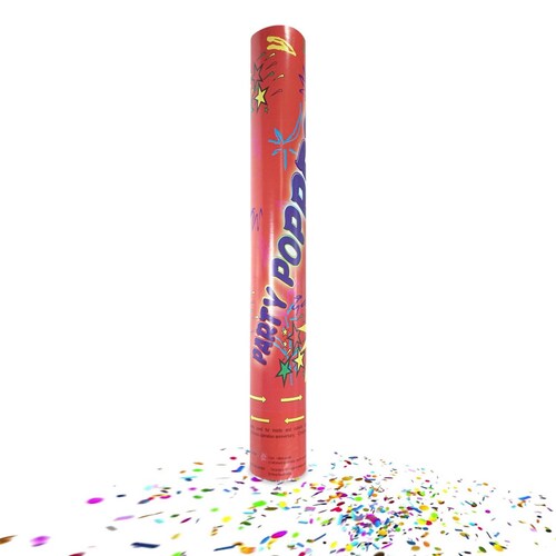 Bazuca Cañon Lanza Confeti de colores Metalicos Roja 2pz 