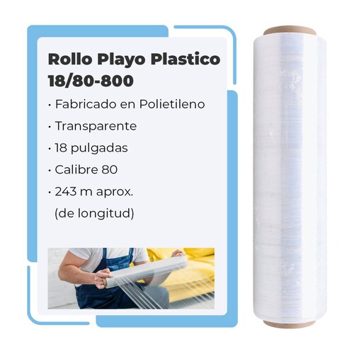 Rollos De Playo Transparente 45cm  Calibre 80, 800 Pies. Pelicula Elástica Para Envolver.