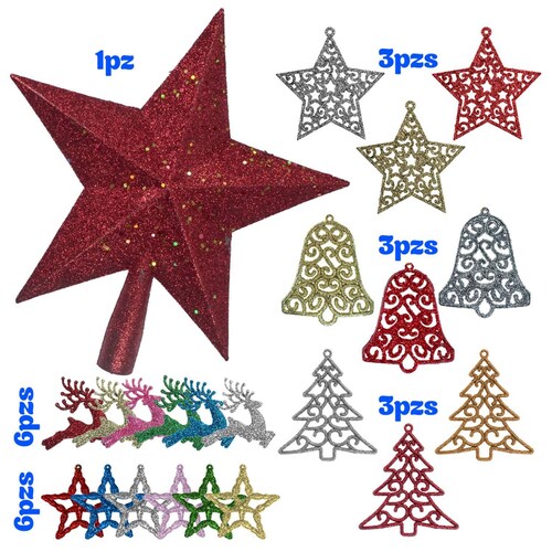 Adornos Navideños Diamantados Para Arbol Navidad 22 pz 