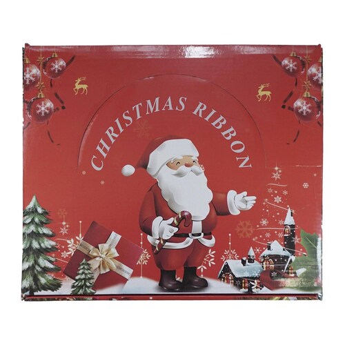 Caja De Listón Navideño Diamantado Orilla De Alambre 24pz 