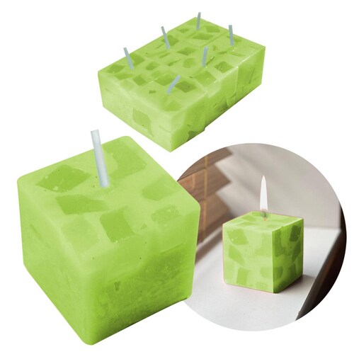 Velas Aromaticas Diseño de Mosaico Cuadradas 6pz de 3x3cm Manzana verde.