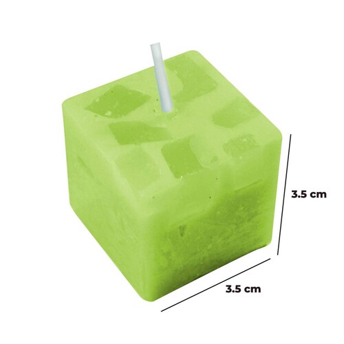 Velas Aromaticas Diseño de Mosaico Cuadradas 6pz de 3x3cm Manzana verde.