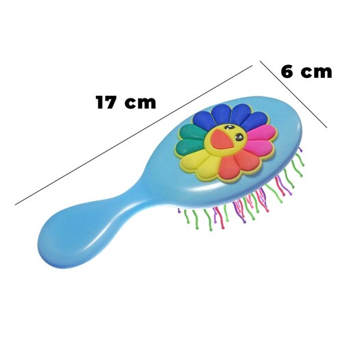 Broches Pinza Pasador para cabello y cepillo de Niña 7 pz Azul cielo.
