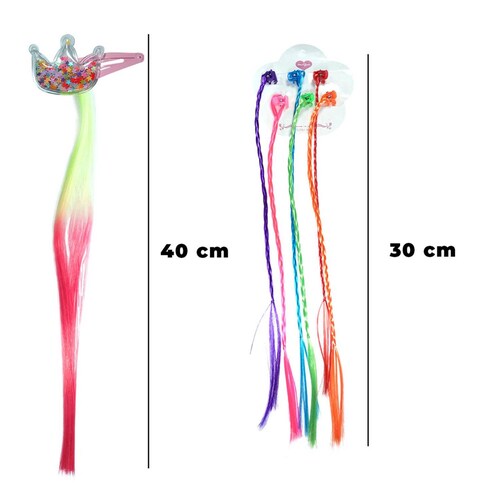 Extensiones De Cabello Mechas De Colores Para Niña y Cepillo 11pz Rosa