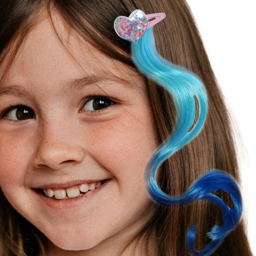 Extensiones De Cabello Mechas De Colores Para Niña y Cepillo 11pz Rosa
