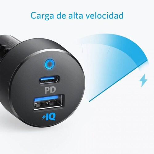 Cargador Carro Anker PowerDrive PD+ USB-C Carga Rápida 24W Iphone 13/12/11 
