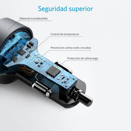 Cargador Carro Anker PowerDrive PD+ USB-C Carga Rápida 24W Iphone 13/12/11 