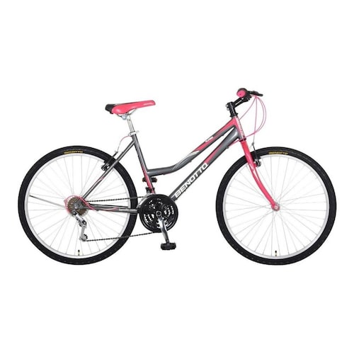 Bicicleta Benotto Montaña Alpina R26 21v Mujer Sunrace Acero Gris/Rosa