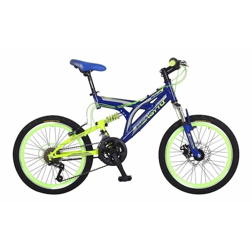 Bicicleta Benotto Montaña Rush R20 21v Freno Disc Del Suspen Azul/Verde Neon