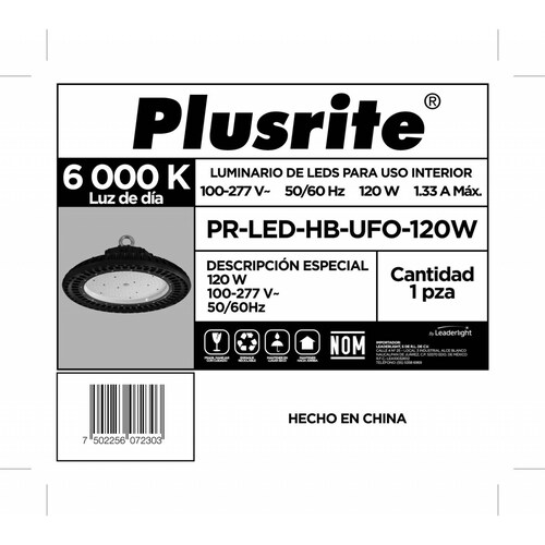 CAMPANA PLUSRITE LED HIGH BAY UFO LED 120W 11,800 lm 6000K 