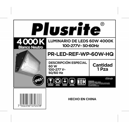 Luminario PLUSRITE LED WALLPACK 60W 4000K 100-277V 6,900 lm 