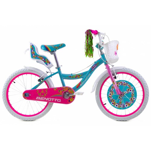 Bicicleta Benotto Cross Flower Power R20 1v. Niña Frenos V Aqua/Rosa