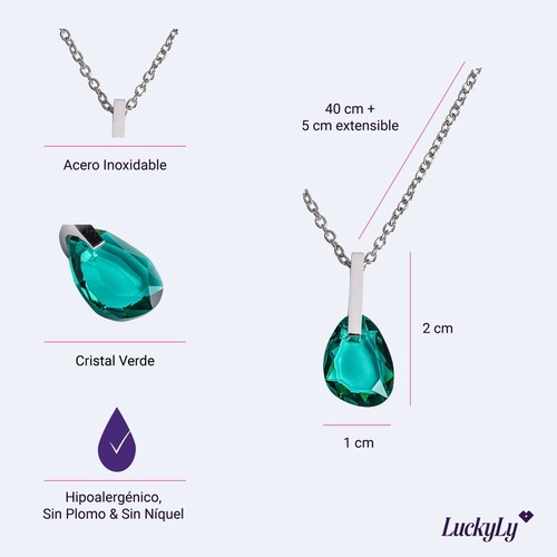 Collar Amber Plata - Verde Esmeralda UNITALLA.