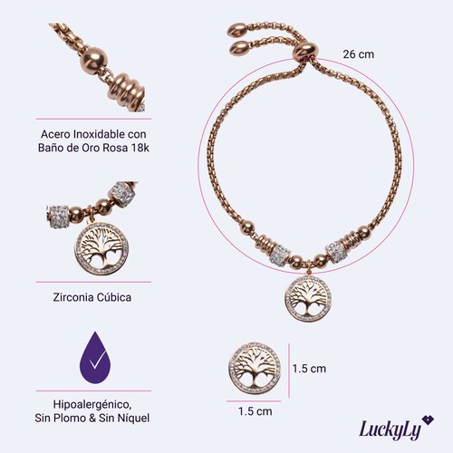 Pulsera Pía Oro Rosa UNITALLA