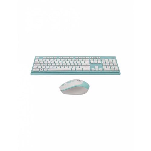 Kit inalámbrico de teclado multimedia y mouse serie Colors Green Leaf Azul