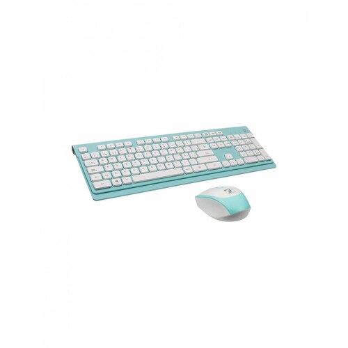 Kit inalámbrico de teclado multimedia y mouse serie Colors Green Leaf Azul
