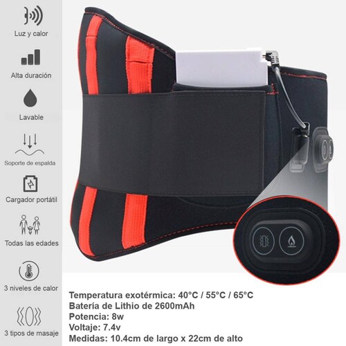 FAJA MASAJEADORA INFRAROJA ABDOMEN ESPALDA BAJA TERAPIA LUMBAR 