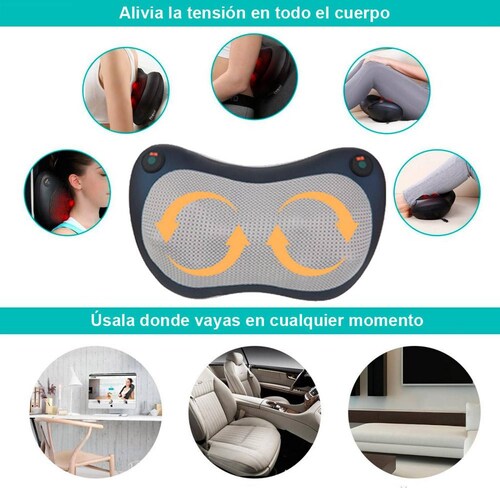 Almohada Masajeadora Relajante VAK Calor Cuello Nuca Espalda Piernas AZUL