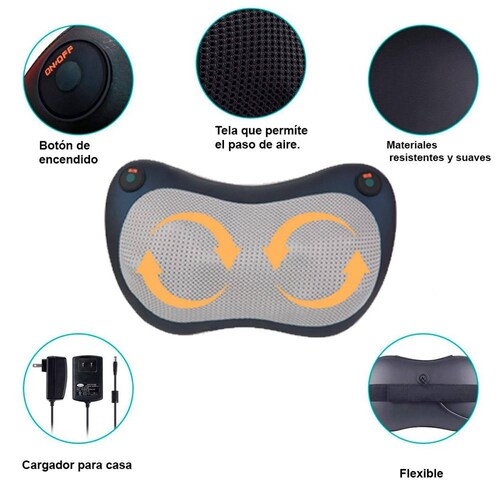 Almohada Masajeadora Relajante VAK Calor Cuello Nuca Espalda Piernas AZUL