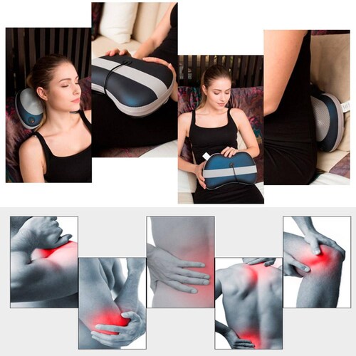 Almohada Masajeadora Relajante VAK Calor Cuello Nuca Espalda Piernas AZUL