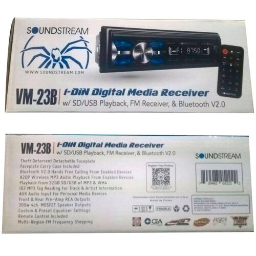 Autoestèreo con Bluetooth Soundstream XP-24B entrada USB, SD, MP3, Control 