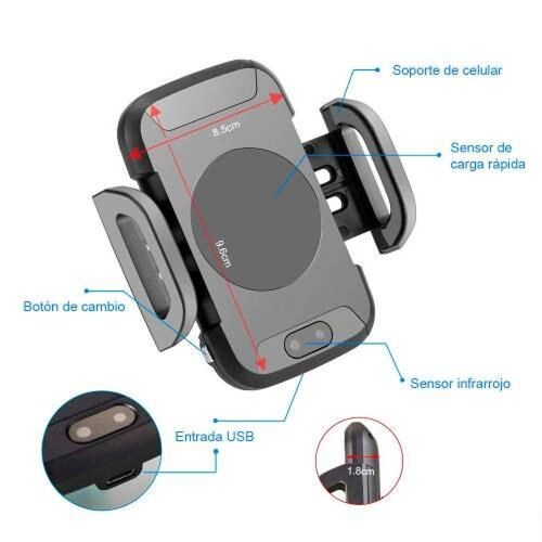 Cargador Inalambrico Vak 113a Motorizado Celular Auto Iphone 