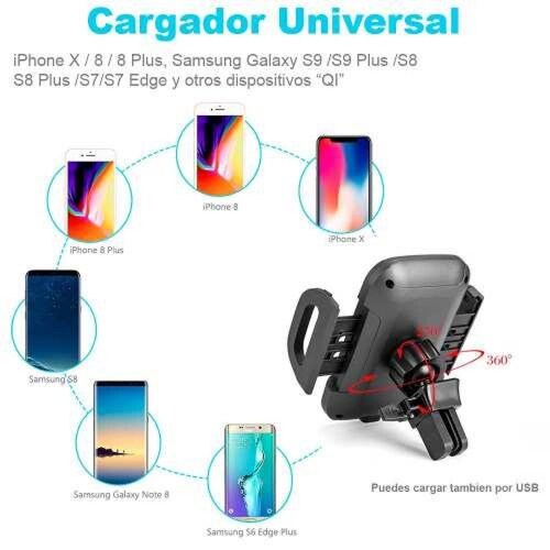 Cargador Inalambrico Vak 113a Motorizado Celular Auto Iphone 