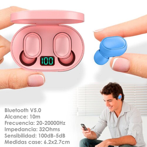 AUDIFONOS VAK T18S Bluetooth Base LED Manos Libres TWS Macaron Azul