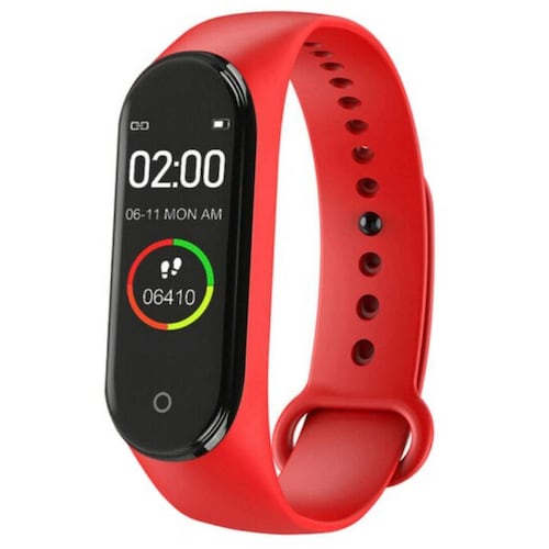 Reloj Smartwatch VAK M4 APP HEALTH TEMPERATURA OXIGENO Bluetooth pulso RECORDATORIOS Rojo.