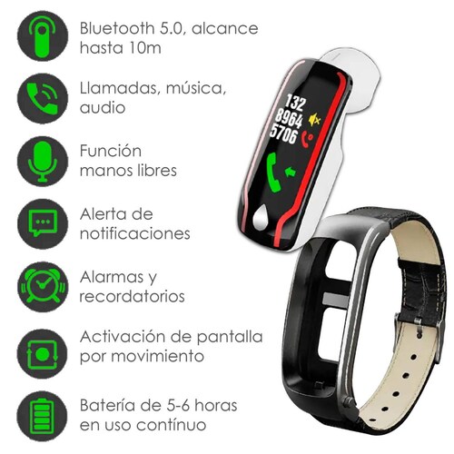 Reloj Smartwatch 2 en 1 VAK T9 Bluetooth App Oxygeno Sangre Negro
