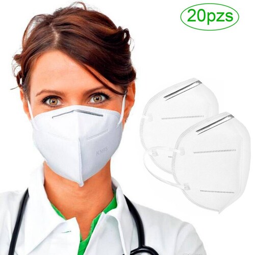 20pzs Cubrebocas KN95 VAK Propileno Reutilizable Ajuste Nariz Certificado CE 