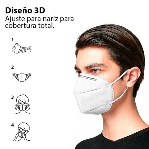 20pzs Cubrebocas KN95 VAK Propileno Reutilizable Ajuste Nariz Certificado CE 