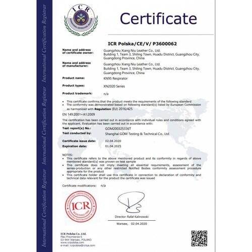 20pzs Cubrebocas KN95 VAK Propileno Reutilizable Ajuste Nariz Certificado CE 