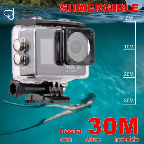 CAMARA DIGITAL DEPORTIVA V36 DOBLE PANTALLA 4K WIFI c AGUA .