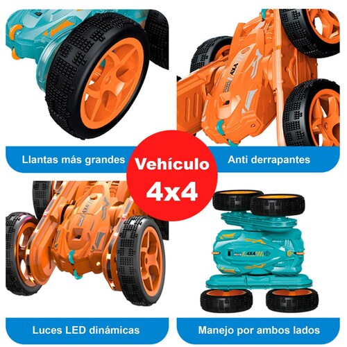 Carro eléctrico Vak 1842 doble lado Todo Terreno luces trucos control Naranja.