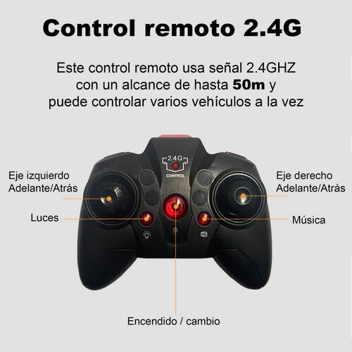 Carro eléctrico Vak 1842 doble lado Todo Terreno luces trucos control Naranja.