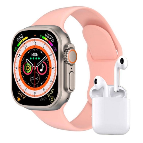 Reloj Smartwatch VAK Y3 con audifinos Bluetooth Fitness Rosa.