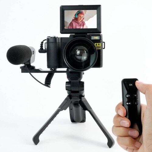 Camara Digital Vak P01 Lcd 3' 48mp 4k Tripie Control Microfo.