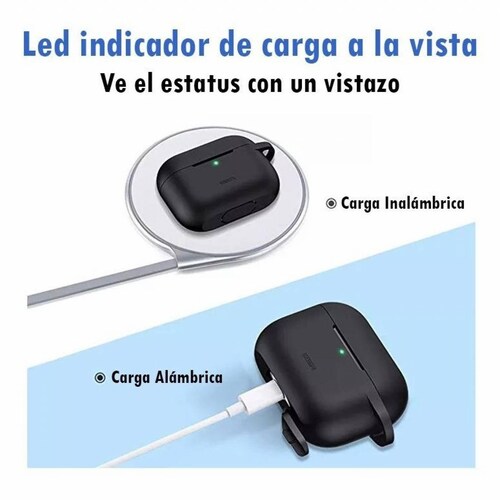 Funda Silicon Para AirPods Pro Gadget Collection Mx Con Gancho Gris oscuro