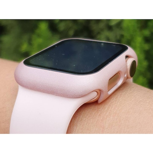 Funda con cristal templado para Apple Watch 38MM ROSA GOLD