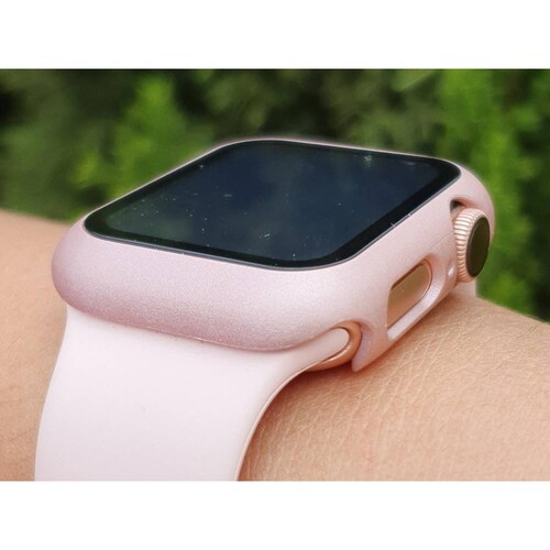 Funda con cristal templado para Apple Watch 44MM ROSA GOLD