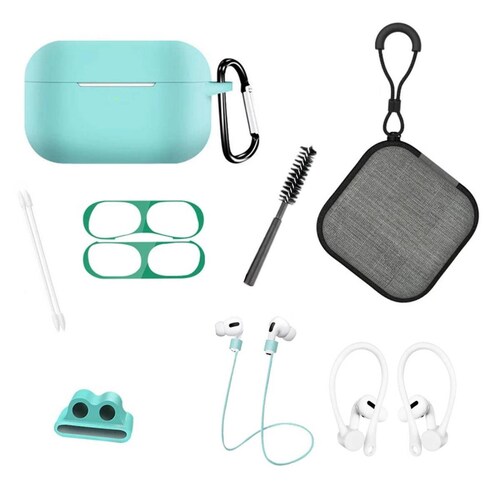 Funda y kit de Accesorios para Airpods Pro 9 piezas Color Agua