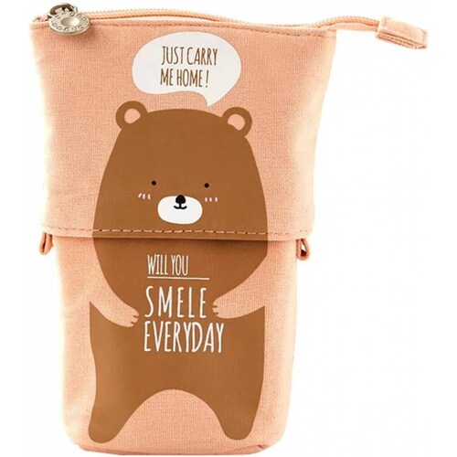 Lapicera estuche organizador lapices y plumones desplegable Oso Cafe