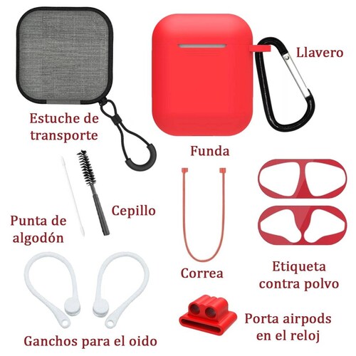 Funda y kit de accesorios 9 en 1 para Airpods 2 o 1 