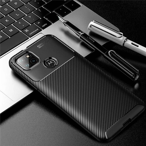 Funda con Acabado tipo Fibra de Carbono para Motorola G9 Power
